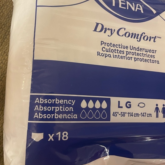 TENA Dry Comfort Protective Underwear Size L 18 Pack (2) 36 Total - Picture 2 of 3